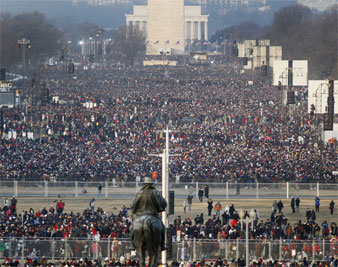 Witnessing history on the Mall. AP Images 