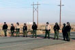 Kern County sheriff's deputies enforcing the lockout against ILWU mineworkers in Boron, California, January 31