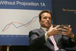 California Governor Arnold Schwarzenegger during a speech on budget reform.