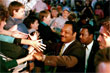Jesse Jackson shakes hands with supporters during a campaign stop in this Feb. 26, 1988 photo in Hazard, Ky.