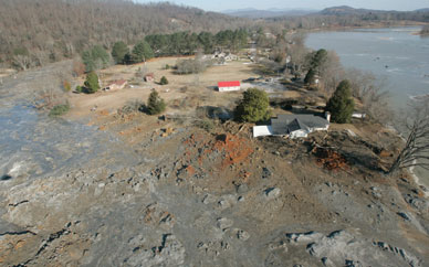 Homes destroyed by the TVA's December coal ash spill in Tennessee WADE PAYNE/AP 