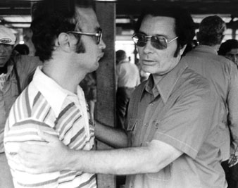Rev. Jim Jones and unidentified man at Jonestown, Nov. 18, 1978 Greg Robinson/SF Examiner 