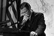 Secretary of Defense Robert McNamara is shown at June 29, 1966 Pentagon news conference in Washington.