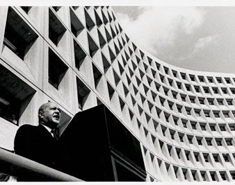 Robert Clifton Weaver at HUD headquarters, 1968 Schomburg Center, NYPL 