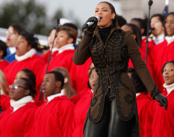Beyonc&eacute; sings 'America the Beautiful.' Reuters Photos<br/> 