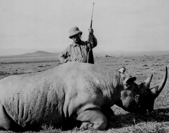 Theodore Roosevelt in Africa with a dead rhino, 1909, photograph by Edward Van Altena KERMIT ROOSEVELT COLLECTION, PRINTS AND PHOTOGRAPHS DIVISION, LOC 