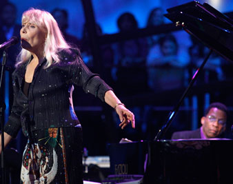 Joni Mitchell and Herbie Hancock perform in Los Angeles on March 20, 2008 MARK MAINZ/AP IMAGES 